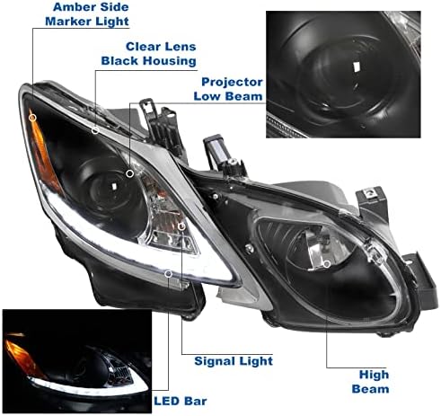 ZMAUTOPTS LED FARÇONS DE BLACK C/6.25 DRL azul compatível com a série Lexus GS 2006-2011 [para HID de fábrica]