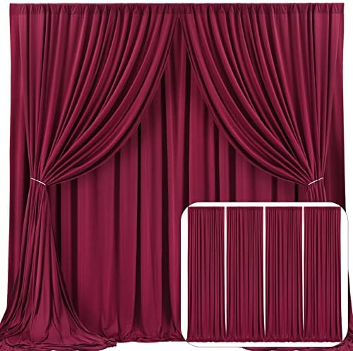 4 painéis cortina de cenário de Borgonha para festas rugas de casamento free maroon photo cortinas cortinas de