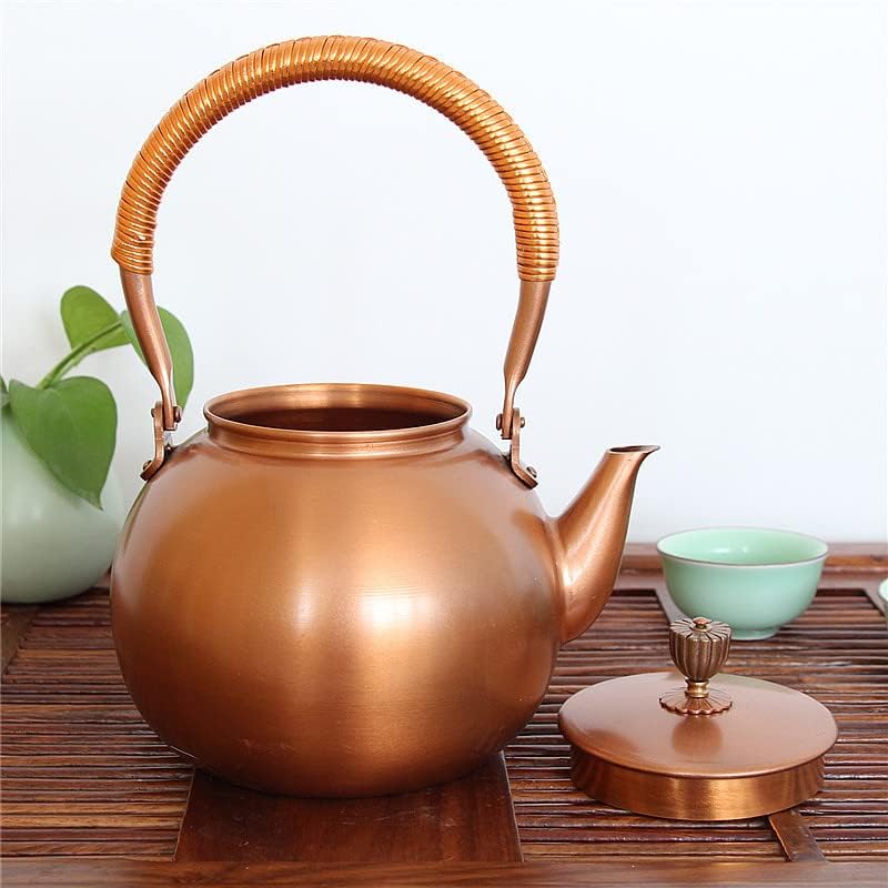KKEKOS BUPO DE COBPER HANDMADO 42oz 1200ml Kettle de chá de cobre sólido bule chinês para fogão sem