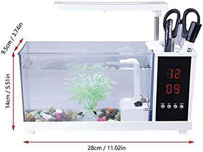 Zlbyb mini aquário aquário aquário USB aquário com luz LCD LCD Tela e relógio de peixe aquário