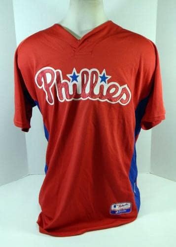 2007-10 Philadelphia Phillies Jeanes 46 Game usou Red Jersey ST BP 48 497 - Jogo usado MLB Jerseys