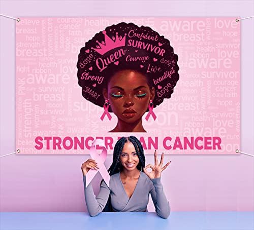 Pudodo Breast Conscientize Banner de cenário mais forte que o câncer Pink Ribbon Support Fotography Background Wall Decoration
