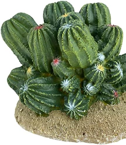 Komodo Barrel Cactus Reptile Decor | Ornamento de terrário de plantas artificiais de aparência natural