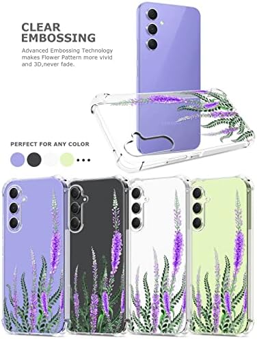 Caso claro e claro para o Galaxy A54 5G com 2 protetor de tela, capa de telefone de flor para Samsung Galaxy