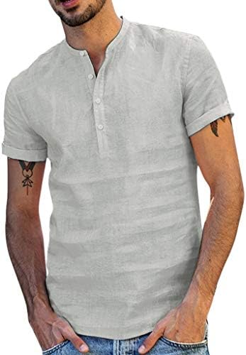 Camisas de linho de algodão casual de Ykohkofe