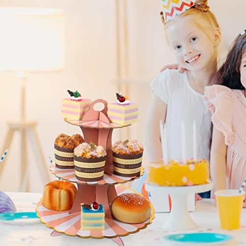 Bestonzon 2pcs Cupcake Tea Novo noivado rosa -Tier de festa de férias de Natal para para casa de pastelaria