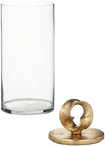 Studio 55d Fleur 16 Alto ouro brilhante e jarro de vidro transparente com tampa