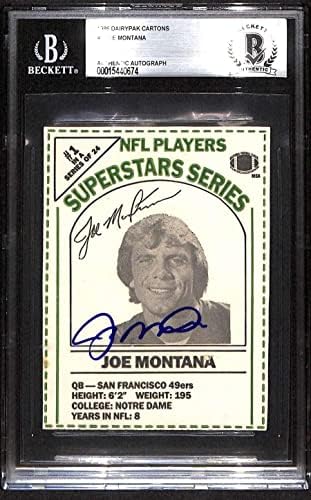1 Joe Montana - 1986 Cartões de futebol da Dairypak Classificou BGS Auto - Fofotas autografadas