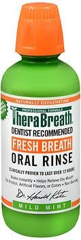 O dentista therabreath recomendou enxágue oral de respiração fresca - sabor suave da hortelã Plfybc, 16 onças