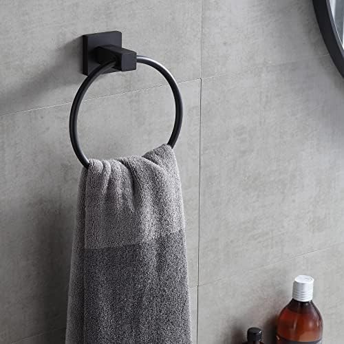 Anel de toalha Orlif preto para banheiro ， SU 304 Aço inoxidável Hand Handel Suport redondo cabides de toalhas