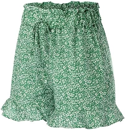 Shorts longos para mulheres shorts casuais femininos elásticos na cintura alta bagunça floral estampa floral