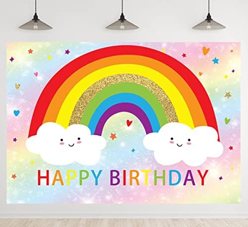Penários de aniversário do arco -íris para meninas bokeh feliz aniversário decoração suprimentos infantil garoto