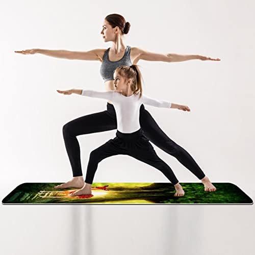 Yoga Mat, tapetes de ioga para treino doméstico, tapete de exercícios, tapetes de exercícios, pilates, tapete, veado da árvore verde da floresta
