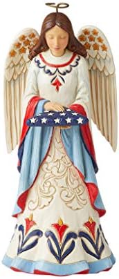 Enesco Jim Shore Heartwood Creek Angel Angel com estatueta de bandeira dobrada, 7,01 polegadas,