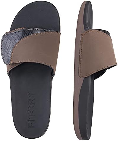 Sandálias de slides de homens de fity, chinelos ajustáveis ​​confortáveis ​​com suporte de arco