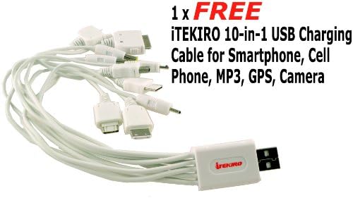 Kit de carregador de bateria de carro de parede AC ITEKIRO para PENTAX K-BC78 + ITEKIRO 10 em 1 Cabo de carregamento USB