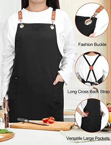 Aventais de Yiujefda para homens homens com alças traseiras transversais longas ajustáveis ​​e bolsos grandes, algodão cozinheira chef de cozinha de cozinha aventais à prova d'água