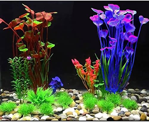 Decoração de plantas plásticas grandes de Woyrise para aquário, altos plantas artificiais ornamentos