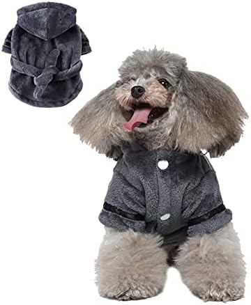 Cheeseandu Dog Bathrobe para cães pequenos Luxo de luxo de flanela macia pijama espessado com capuz de pente