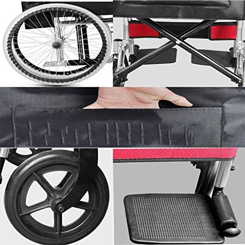 Cadeira de rodas portátil portátil e confortável e confortável para cadeira de rodas dobrável para liga de alumínio Adequado para idosos pessoas deficientes cadeira de rodas com cadeira de transporte de mão de mão suas pernas preto portátil