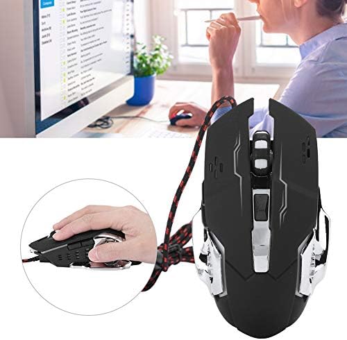 Mouse de jogos com fio, mouse de jogos ergonômicos silenciosos, mouse de computador óptico USB com 800/1200/1600-3200