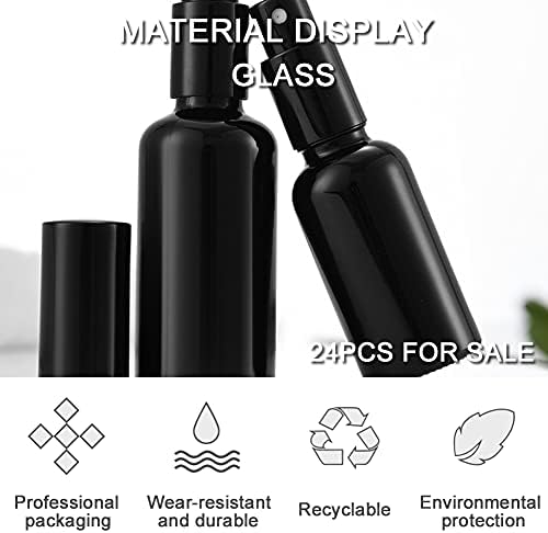 Adamas-beta 24pcs garrafas de vidro em vidro garrafas de vidro preto 30 ml para óleos essenciais, produtos
