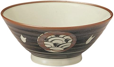 光洋 陶器 5.8 Rokubei Bowl, 795ml, escova quadriculada