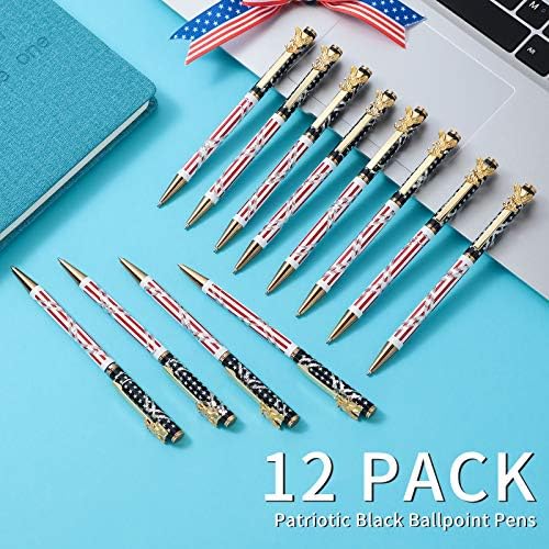 Zonon 12 peças bandeira americana caneta independência do dia de canetas de escrita patriótica com clipe canetas