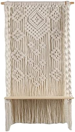 Leefasy tecida Wood prateleira de tapeçaria parede pendurada em barra de macramamento de barras