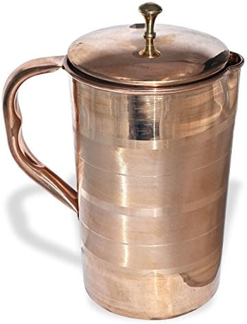 Parijat Handicraft Luxury Copper Water Pitcher Copper 6 copos Capacidade de 10 onças com 1 jarro