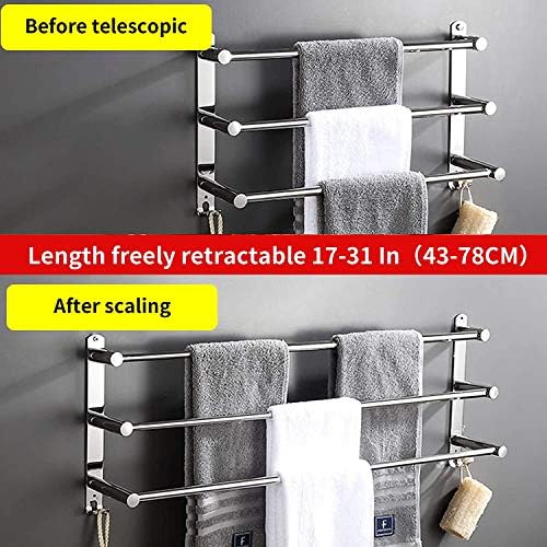 Barras de toalha cabide de toalha livremente retrátil de 20 a 30 polegadas de aço inoxidável
