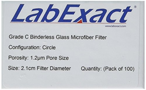 Filtro de microfibra de vidro de vidro LABEXACT 1200230 GRADE C, vidro de borossilicato sem folhas, 1,2 µm,