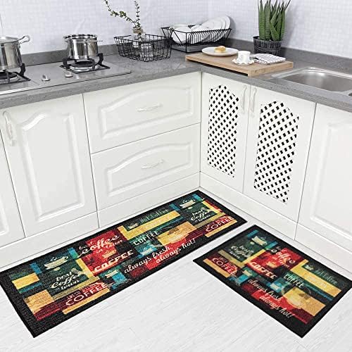 J&V Têxteis não deslizam tapetes de tapete de cozinha Conjunto de 2 peças, tapetes e tapetes de cozinha