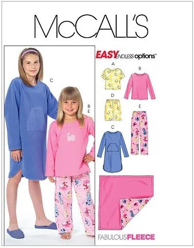 Padrões de McCall M4963 Tops de crianças/meninas, vestido, curta, calça e cobertor, tamanho CZ