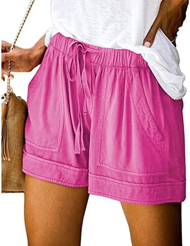 Lcepcy Womens Summer Shorts Casual Casual Casa Comfortável Cantura Elástica Com Pocket Placs Plus Tamares