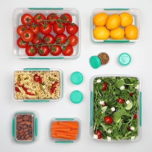 Recipientes de armazenamento de alimentos Sistema de 6 peças com molho de salada e recipientes de condimentos e