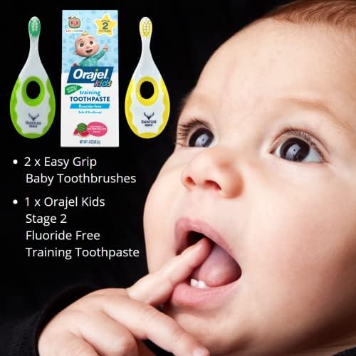 Merch DAUNTLESS Merch Easy Grip de dentes de dentes de bebê e creme dental para crianças e sem fluoreto,