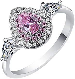 2023 novo anel em forma de lágrima rosa com diamantes jóias simples de moda acessórios populares anéis divertidos para mulheres coloridas