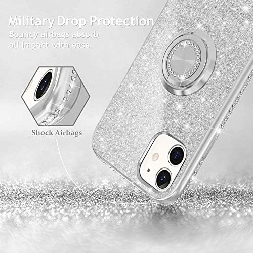 Havva compatível com o iPhone 11 Case, Bling Kickstand | Glitter Diamond Plaking Bumper | Cover de back