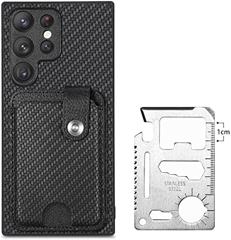 Topfunny Casos para Galaxy S23 Caixa de carteira Ultra com tampa de couro de lança de fibra de fibra
