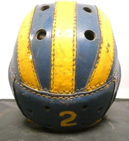 Muito raro jogo de couro Michigan Wolverines de 1930 -1930 -1940 Utilizou capacete de futebol #2 - Capacetes usados ​​na NFL não assinados