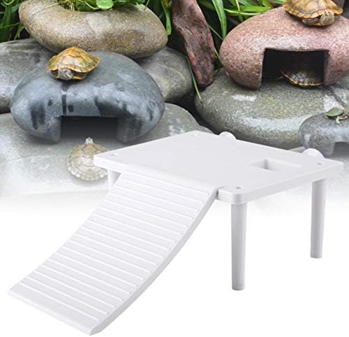 Plataforma flutuante de tartaruga com escalada com escalada, plataforma de descanso de tartaruga com um recipiente