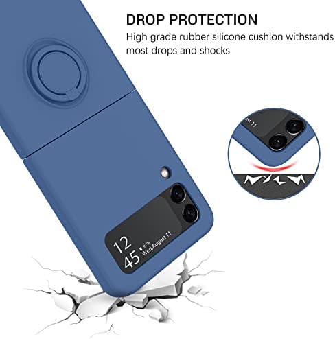 Gaobao Samsung Galaxy Z Flip 3 5G Case, Galaxy Z Flip 3 5G Tampa 6,7 ​​'', líquido de silicone de silicone líquido Case de proteção anti-arranhão à prova de choque de borracha com galáxia Z Flip3 5G 2021, azul marinho.