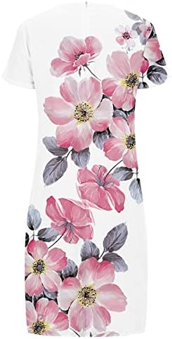 Vestido de linho de algodão de verão vintage vestido de praia floral com estampa floral casual v vestido