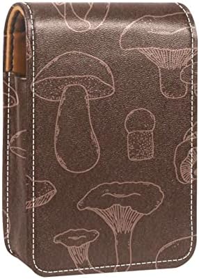 Caixa de batom oryuekan com espelho bolsa de maquiagem portátil fofa bolsa cosmética, cogumelo simples padrão adorável