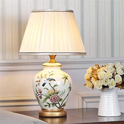 ZSEDP Lâmpada de mesa cerâmica Flor de estilo europeu e sala de estar de cabeceira de cabeceira Lâmpada de mesa