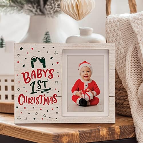 Photos finos Presentes do primeiro quadro de imagem de madeira de Natal do bebê