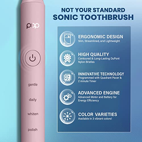 Pop Sonic Pro 2.0 escova de dentes + pacote de bônus | Escova de dentes recarregável até 45.000 vibrações por minuto