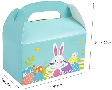 Caixa de cupcakes da Páscoa de Zerodeko 6pcs com alça adorável coelho de coelho de coelho de papel de panificação