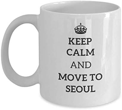 Mantenha a calma e mova -se para a copo de chá de chá de Seul Viajante, amigo do presente da Coréia do Sul,